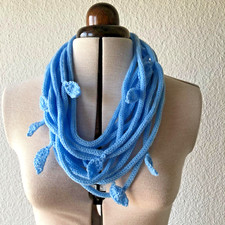ღ Schal Hingucker hell-blau Handarbeit Unikat Shabby chic Tilda
