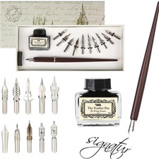 Schönschreibfüller Holzstift Kalligraphie Set Anfänger Federn Tinte Schreibku...