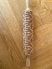 Nordliebe Nudelholz Teigrolle Holz mit Muster 43cm Beige Backen Küche
