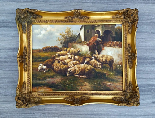 Orig ölgemälde schafherde - orig.,