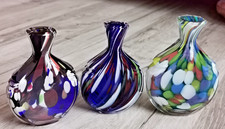 3x wunderschöne Schnupftabak Flasche buntes Glas Handarbeit Sammlungsauflösung
