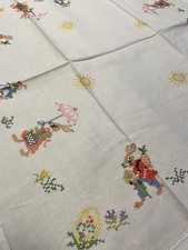 Ostern Osterbesuch Hasen Handarbeit Kreuzstich Osterhasen 85x85cm