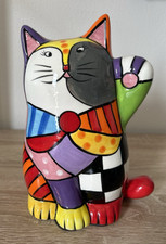 Bunte Deko Katze Figur Keramik