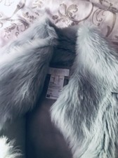 ❤️ESCADA❤️LAMMFELL WESTE Grau /Blau Reversible!Echtfell!