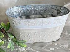 Übertopf Blumenkübel Schale Jardiniere Wanne, oval Sterne / Schneeflocke