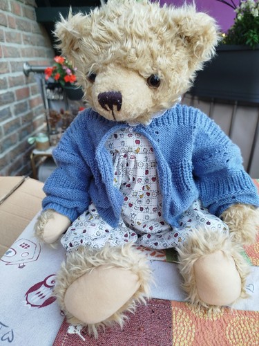 Teddybär hellbraun mit blauer