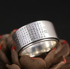 D07 Ring buddhistisch Herz-Sutra Drehring Feinsilber Silber 999 