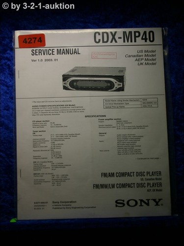Sony service manual cdx mp40 - sony,