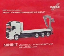 HERPA MINIKIT 1:87 Bausatz Volvo FH GL 4-achs Flachbett-Lkw Ladekran H0 013154