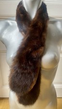 Echt Pelz Fell Nerz Schal ?Krawatte Kragen Gefüttert Braun Vintage