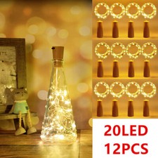 12X Korken 20LED Lichterkette Flaschenlicht Flaschenbeleuchtung Batterie Flasche
