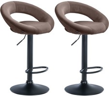#R131705/2810 2x Barhocker Olinda Samt schwarz braun Barstuhl Thekenhocker Set