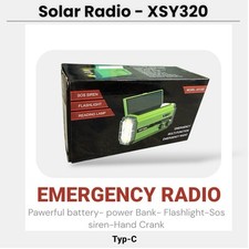Notfallradio XSY320 – Solar Kurbelradio mit Taschenlampe, Leselampe, SOS-Alarm