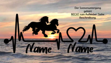 Aufkleber Pferde 2 Friesen Herzschlaglinie Wohnwagen, Auto