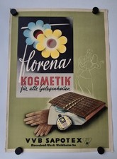 Plakat Florena Kosmetik VVB SAPOTEX Rosodont Werbung Reklame 1952 Original DDR