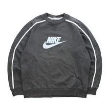 Nike Vintage Pullover Sweatshirt Grau Weiß Gestreift Hellblau Spellout