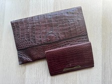 Clutch Leder bordeaux inkl. Portmonee elegante Umhängetasche mit Kette burgundy