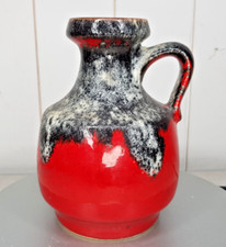 kleine Keramik Blumenvase Rot scheurich 02/16 Vintage 50er Jahre Fat Lava / bk60