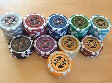 75 Laser Pokerchips 10 Farben und Werte Metallkern Pokerkoffer Pokerset Top!!