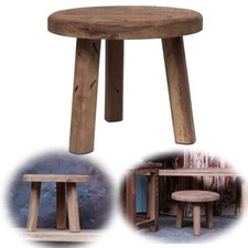 Vintage Holz Fuß-Hocker Braun