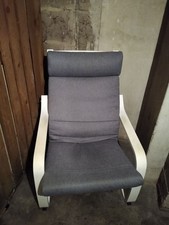 IKEA Poäng weiß, grauer Bezug