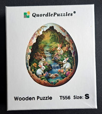 Quordle Holz Puzzle "Kaninchen in einem Blumen-Ei " Size: S  T556