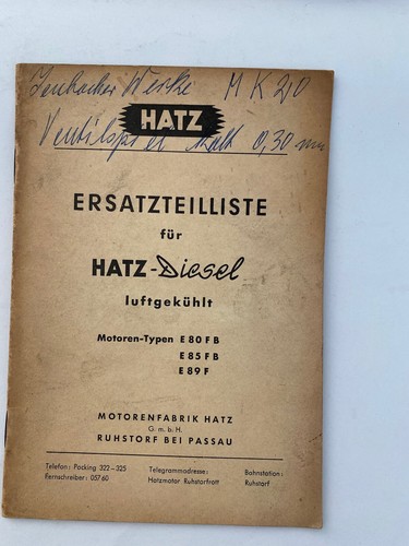 Original ersatzteilliste hatz - ersatzteilliste,