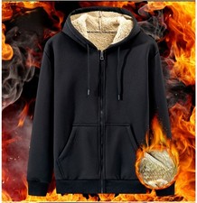 Herren Kapuzenjacke Mit Teddyfell Teddyfutter Hoody Hoodie Gefüttert Winterjacke