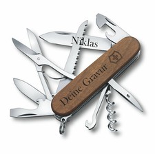 Victorinox Schweizer Taschenmesser HUNTSMAN WOOD mit Laser Gravur graviert 