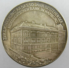 Silber Medaille Bestehen Norddeutschen Bank Hamburg 23. August 1906 RAR ║ M735