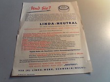 Alte Reklame Waschmittel Linda Neutral Schwerin DDR 1958