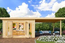 Gartenhaus Holz 38mm Blockhaus Poolhaus Radeburg 3 natur oder terragrau
