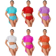 Damen Tanzkleidung Praxis Outfits Gymnastik Set Athletisch Kleid 3-teilig Tanz