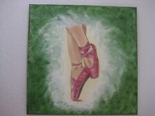 Ölbild aufgespannt 30 x 30 cm  "Rote Ballettschuhe" Claudia Solbach 2017