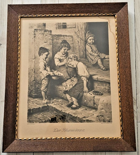 Antiker kunstdruck mit rahmen - kunstdruck,