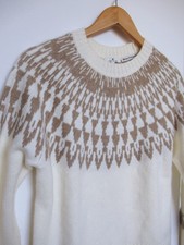 Pullover Norwegerpullover creme beige wollweiß braun Tom Tailor L 40 NEU
