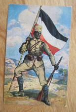 Alte Postkarte Kolonien / Askari mit Fahne / Kolonialkriegerdank 1915 / geprüft