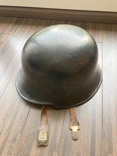 Stahlhelm WW2, Polizei Feuerwehr Wehrmacht mit Stempel und Innenfutter
