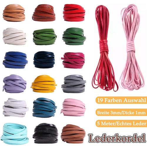 Flach lederkordel lederband - 5m,