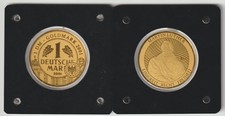 1 D-Mark 2001 + Luther 10 Mark Probe in PP - 999er Gold - je 1/200 Unze -40mm
