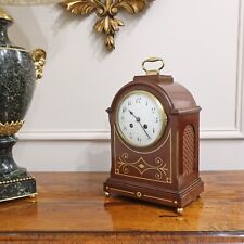 Antike Kaminuhr französisches Mahagoni mit Unruhhemmung restauriert