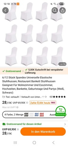Stuhlhussen weiß stretch - 25,