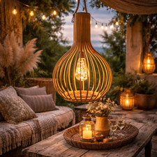 LED Solar Hängeleuchte Bambus