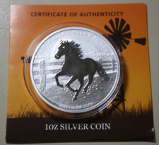 Australien 1 Dollar 2014 Silver 1 oz #F6998 "Stock Horse" St-BU COA + Box