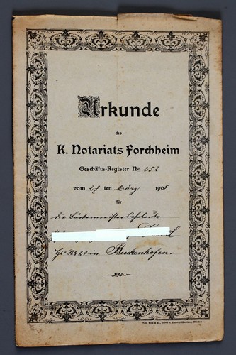 Originalurkunde 1905 - , k