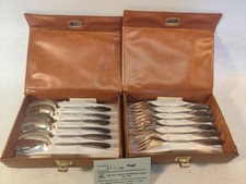 DDR Kaffeelöffel Kuchengabel Dessert Auer Besteck u. Silberwerke OVP GA26