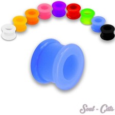 1 Flesh Silikon Tunnel double flared Neon Piercing tube Tunnel Plugs farbig