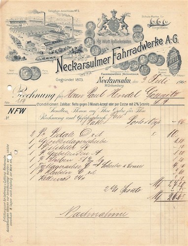 Alte rechnung neckarsulmer - alte,