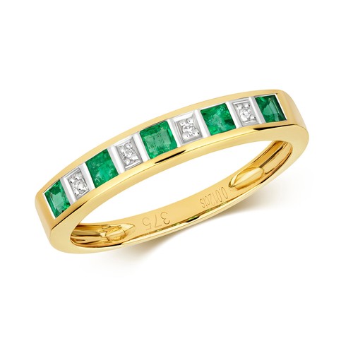 Bandring gelbgold smaragd - 9,