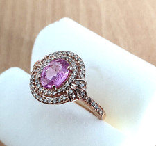 Pinkfarbener Ceylon-Saphir Goldring mit rose Diamanten - RARITÄT